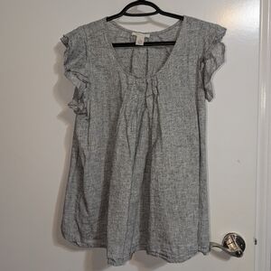 Westbound Gray Ruffle Sleeve Blouse